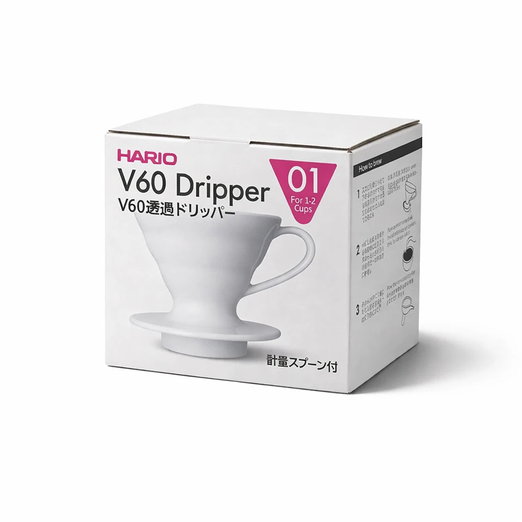 HARIO V60 Keramik Coffee Dripper Größe 01, weiß
