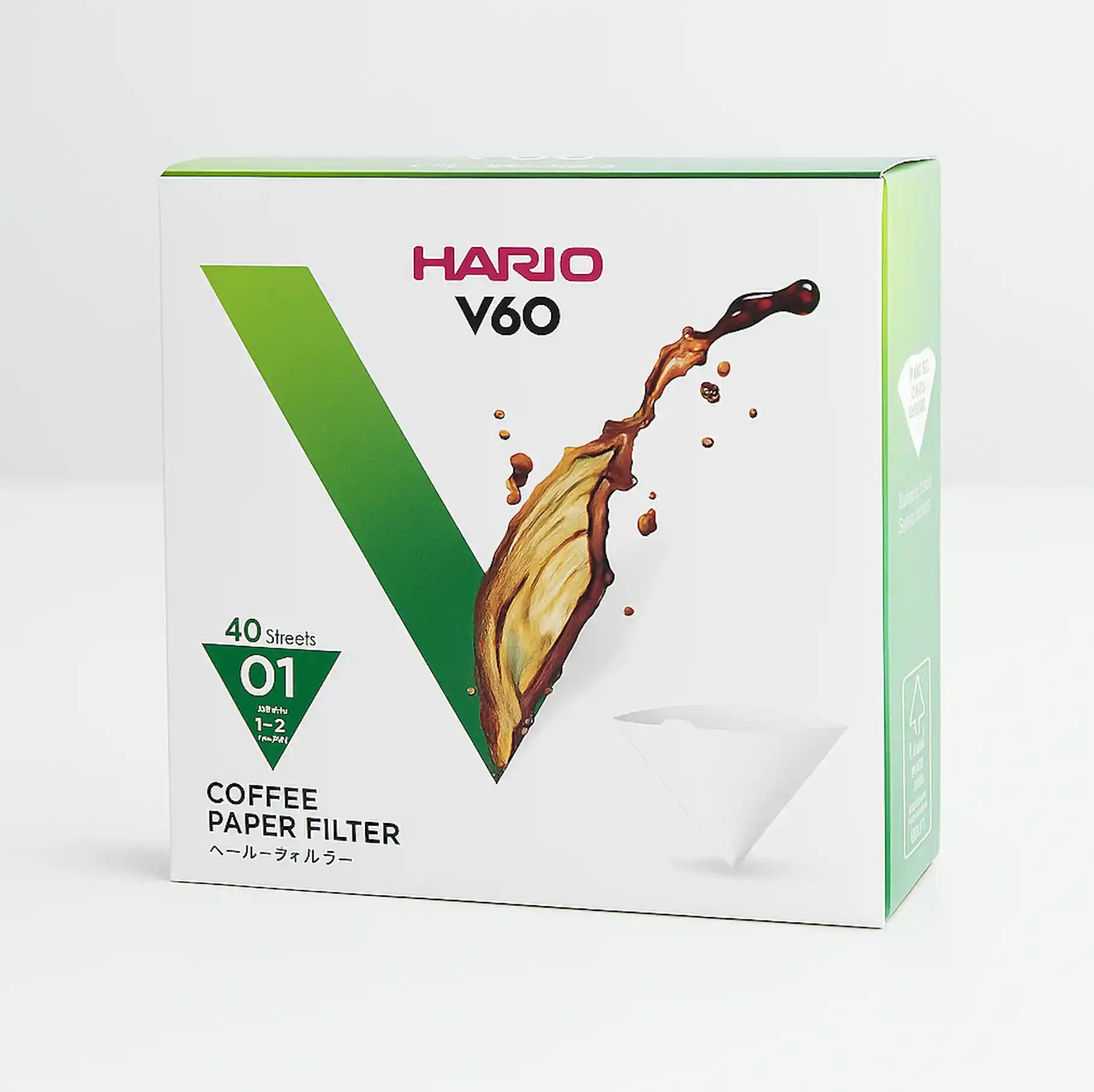 HARIO V60 Papierfilter Größe 01, 40 Stück, weiß
